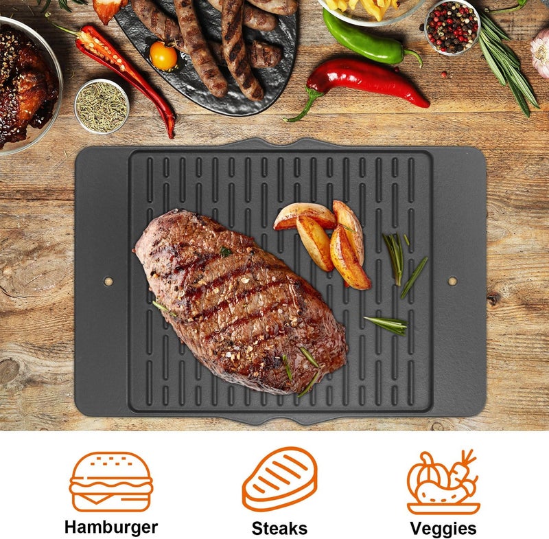 DELSbbq 7598 Grill Griddle for Weber Spirit 300 & II 300 Series Grills, Reversible Cast Iron Griddle Plate for Weber Spirit I & II E-310 S-310 E-315 S-315 E-320 E-330 - Image 3